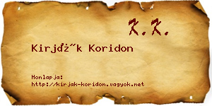 Kirják Koridon névjegykártya